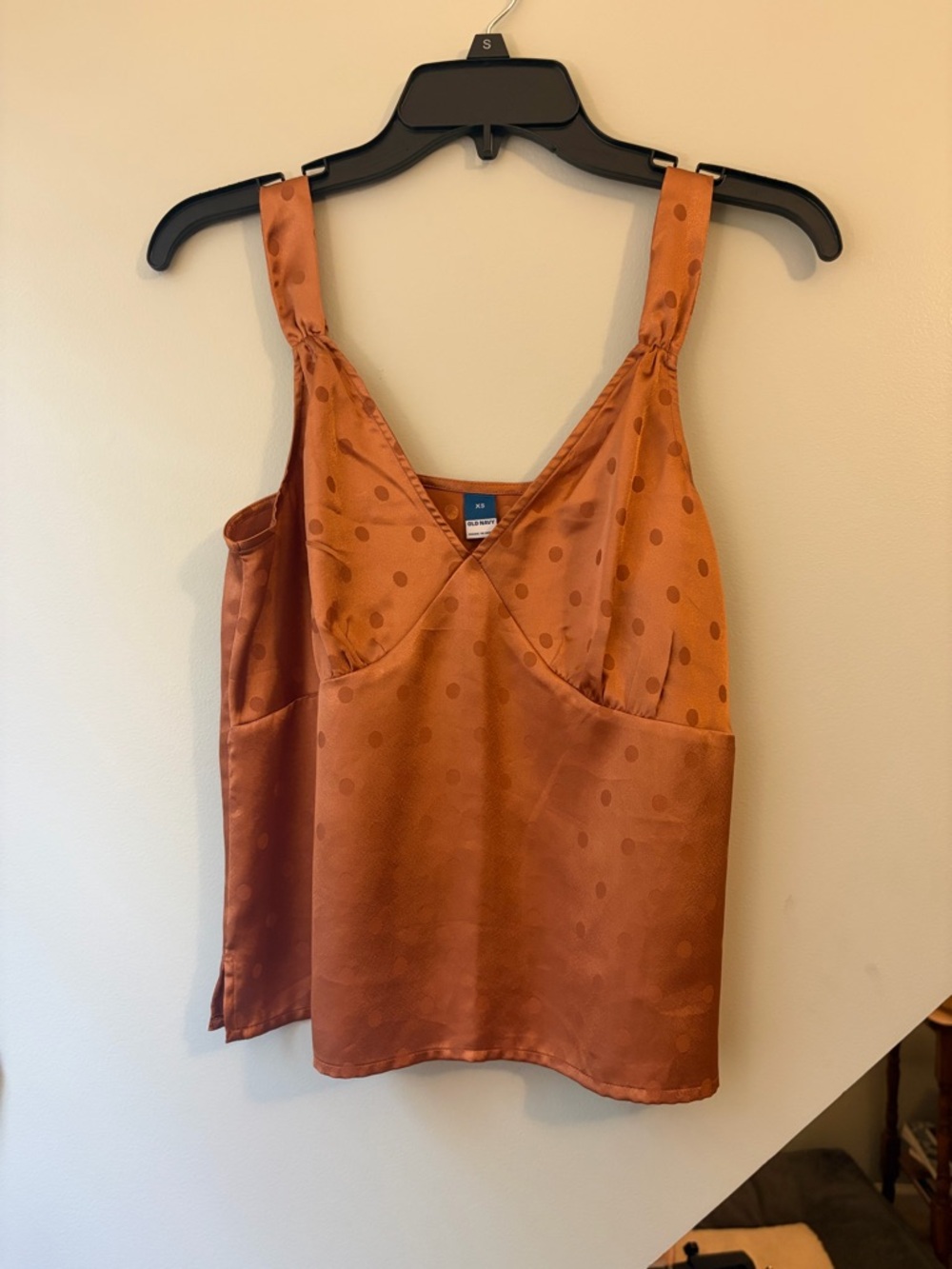 Old Navy Rust Copper Polka Dot Satin V-Neck Cami